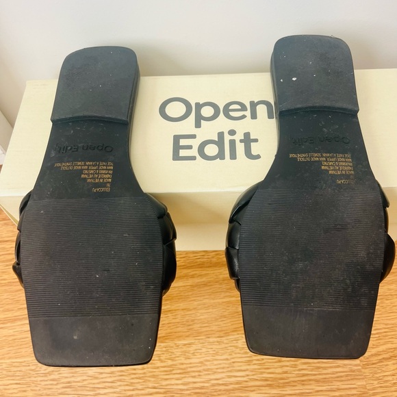 Open Edit Black Women's Braided Slide Sandals - Picture 3 of 3